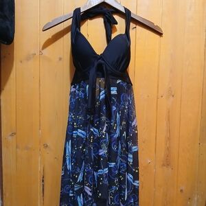 Black and Blue Halter Swim Coverup